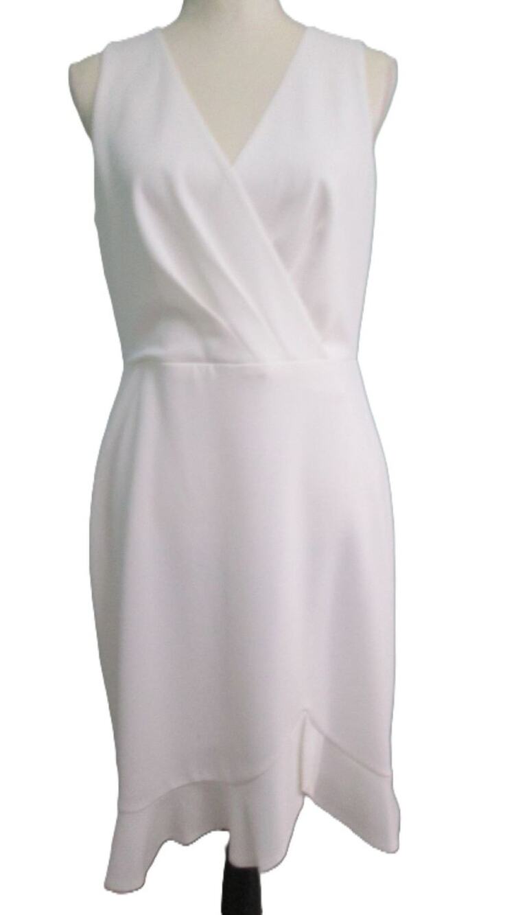Betsey Johnson High-Low Ruffled Hem w/ Criss Cross Bodice-Ivory-10-NWT